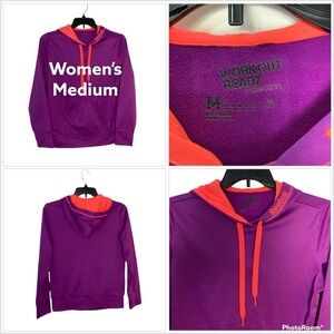Women's Reebok M Medium 8 - 10 Hoodie Sweatshirt Purple Orange Fleece Athletic